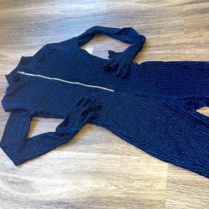 Midnight blue bodysuit with cut fingers